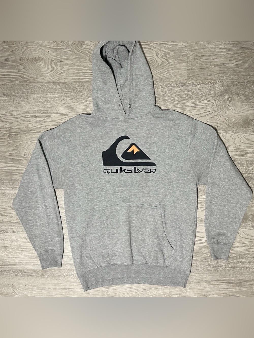 Quiksilver Y2K 2000s Men's Gray Logo Hoodie Sweatshirt